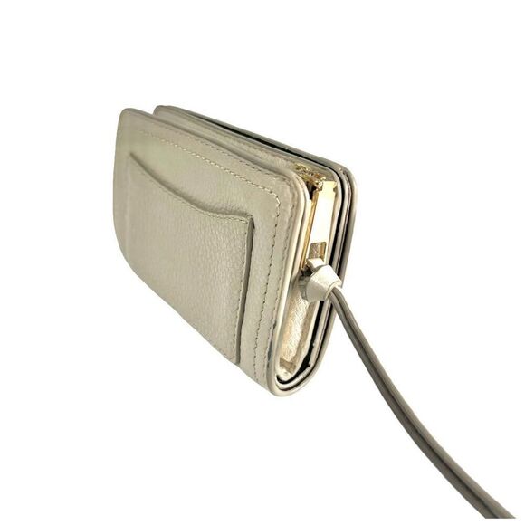 Marc Jacobs Cream w Golden Logo Snapshot soft Leather Top Zip  Multi Wallet - Picture 8 of 13